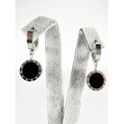 Gümüş Siyah Taşlı Küpe